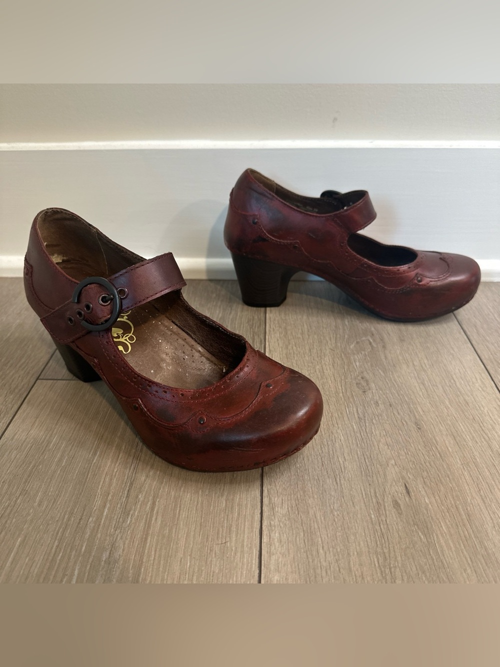 Dansko Women’s Size 39 | 8.5-9 Burgundy Nevin Leather Heels Steampunk Mary Janes